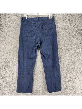 Levis Jeans Womens 16M/33 Blue 512 Plaid Stretch Denim Straight Leg *Read*